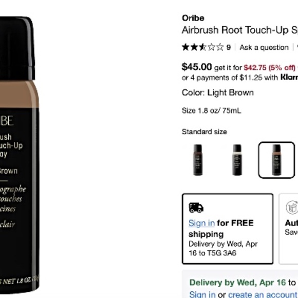 2 - Oribe Hair Care Airbrush Root Touch Up, Light  Brown, 1.8 Fl Oz - Picture 2 of 2